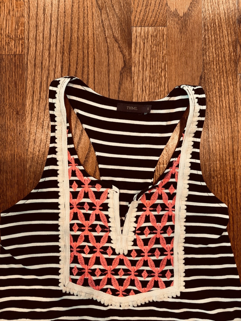 THML Striped Embroidered Racerback Tank Top Size S - Picture 9 of 10